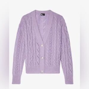The Kooples Lavender Lilac oversized Cable Knit Cardigan. 3/L